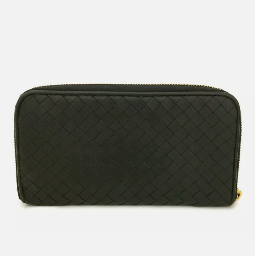 BOTTEGA VENETA INTRECCIATO LEATHER ZIP AROUND LONG WALLET/P1063 - Picture 8 of 10